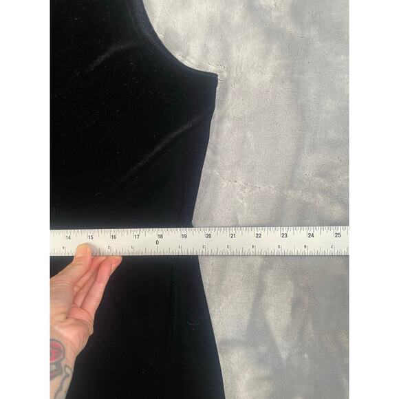 Vintage 90s Y2K stretch black velvet midi tank dress goth whimsygoth XL plus - Picture 3 of 8